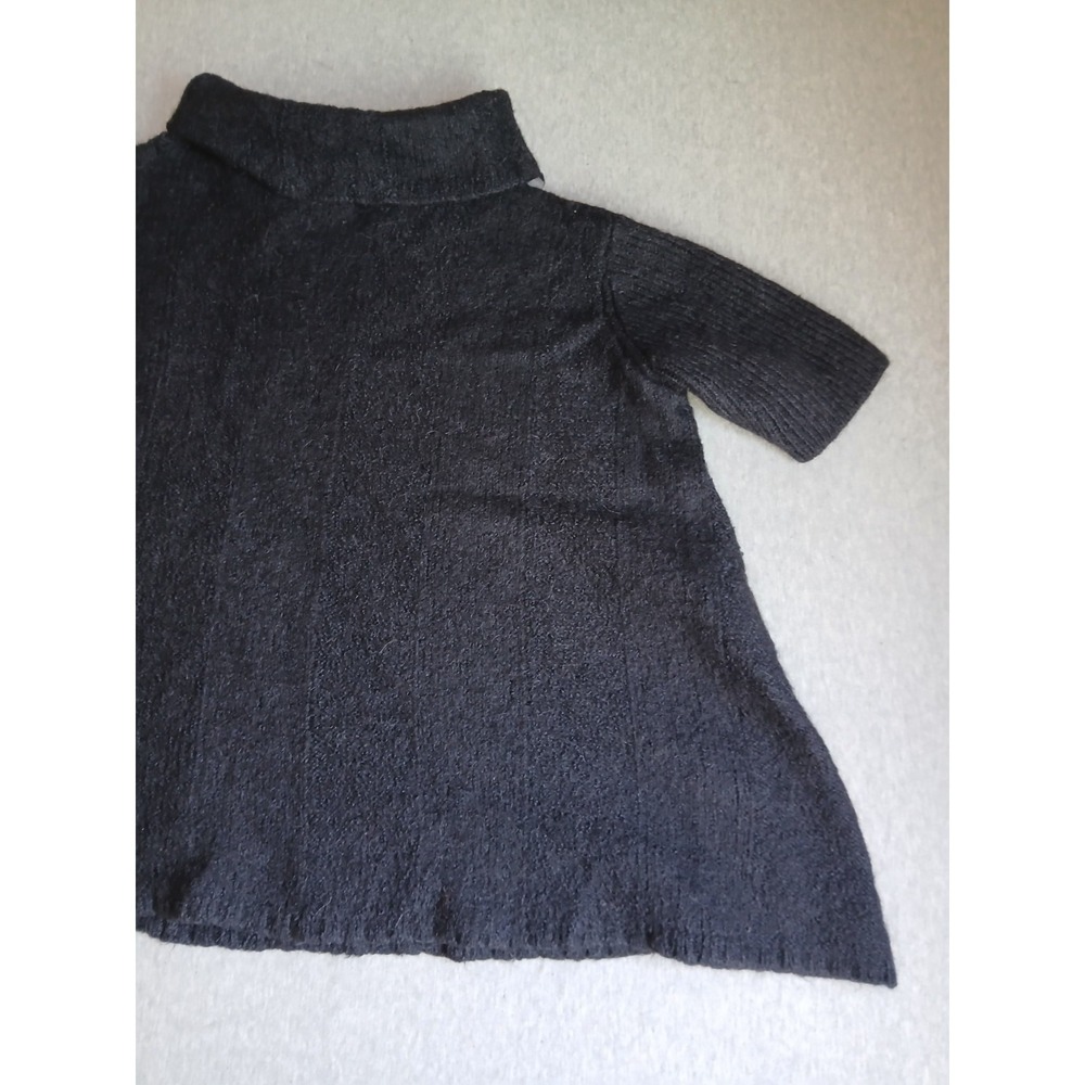 Eileen Fisher Sweater XL Poncho Turtleneck Alpaca Short Sleeve Drapey Lagenlook - Picture 10 of 13